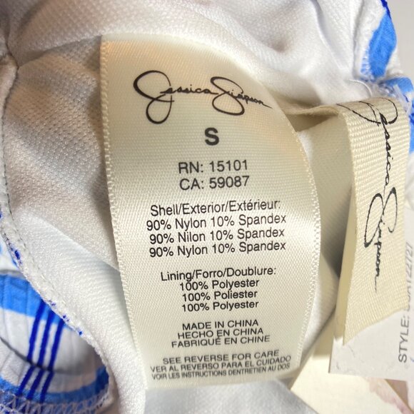 NWT Jessica Simpson Women's Caspian Blue & White Plaid Bikini Bottom, Size Small - Picture 5 of 8